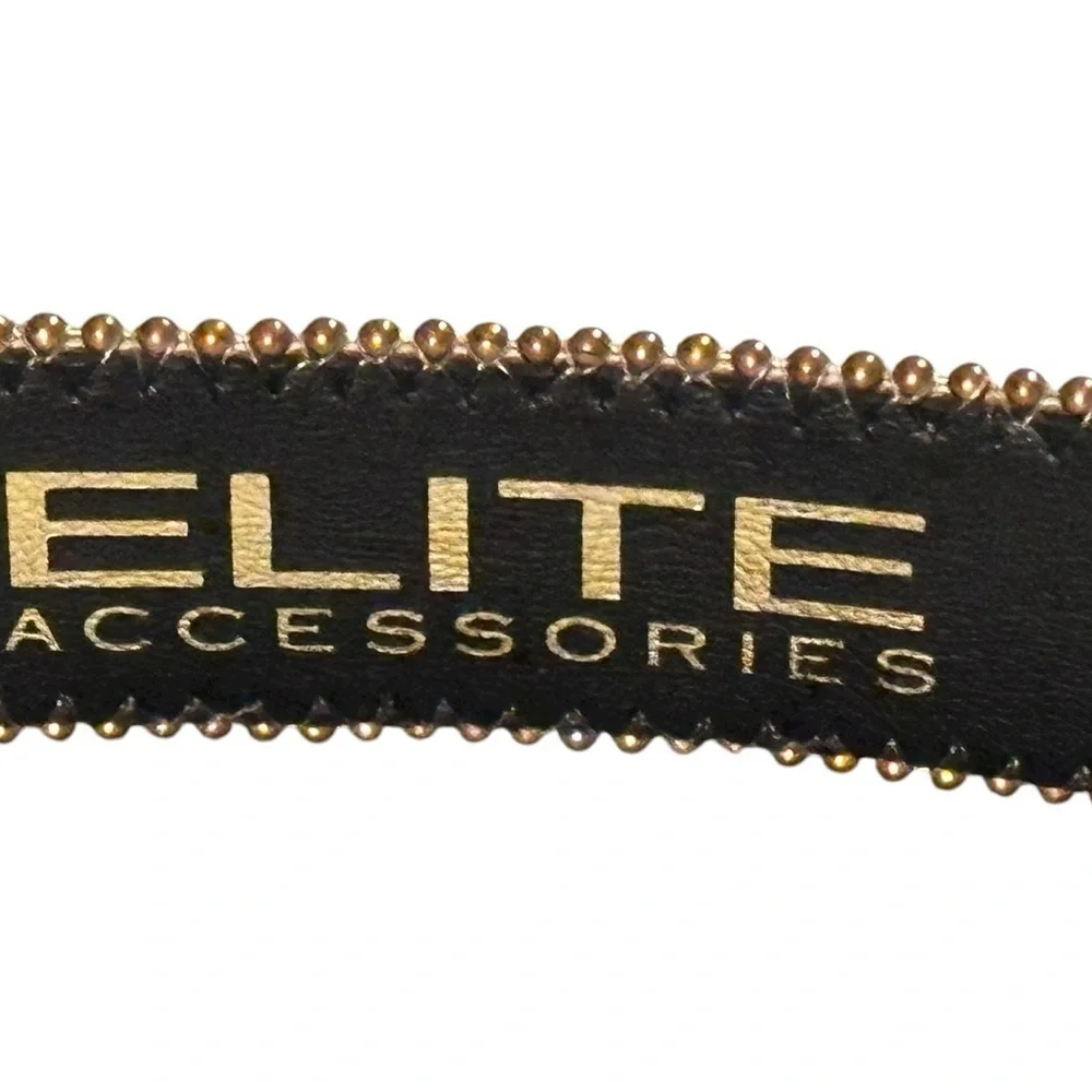 Elite Accessories gold vintage metallic checkerboard belt, size S.